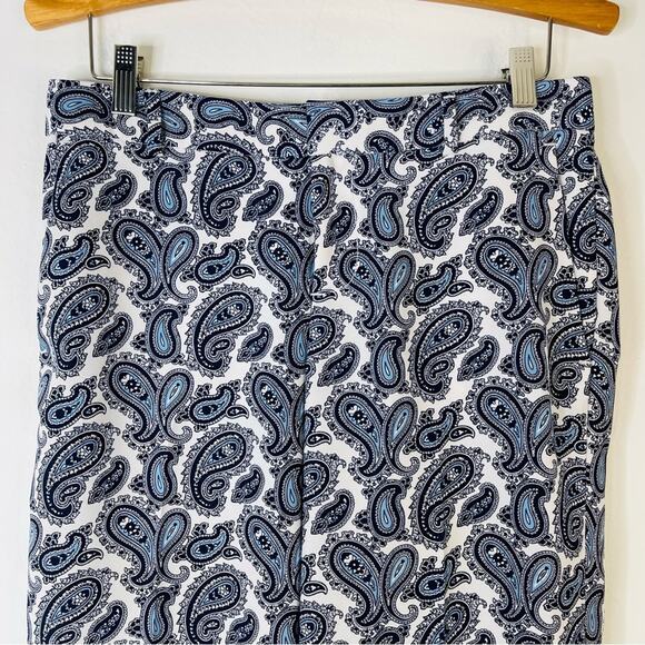 Banana Republic blue white paisley wide leg cropped coastal preppy pants 2 - Picture 2 of 8